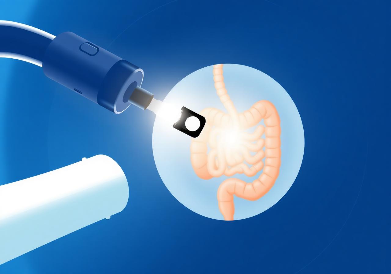 Colonoscopy procedure illustration