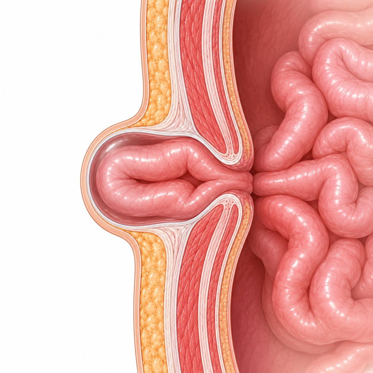 Common types of hernias illustration