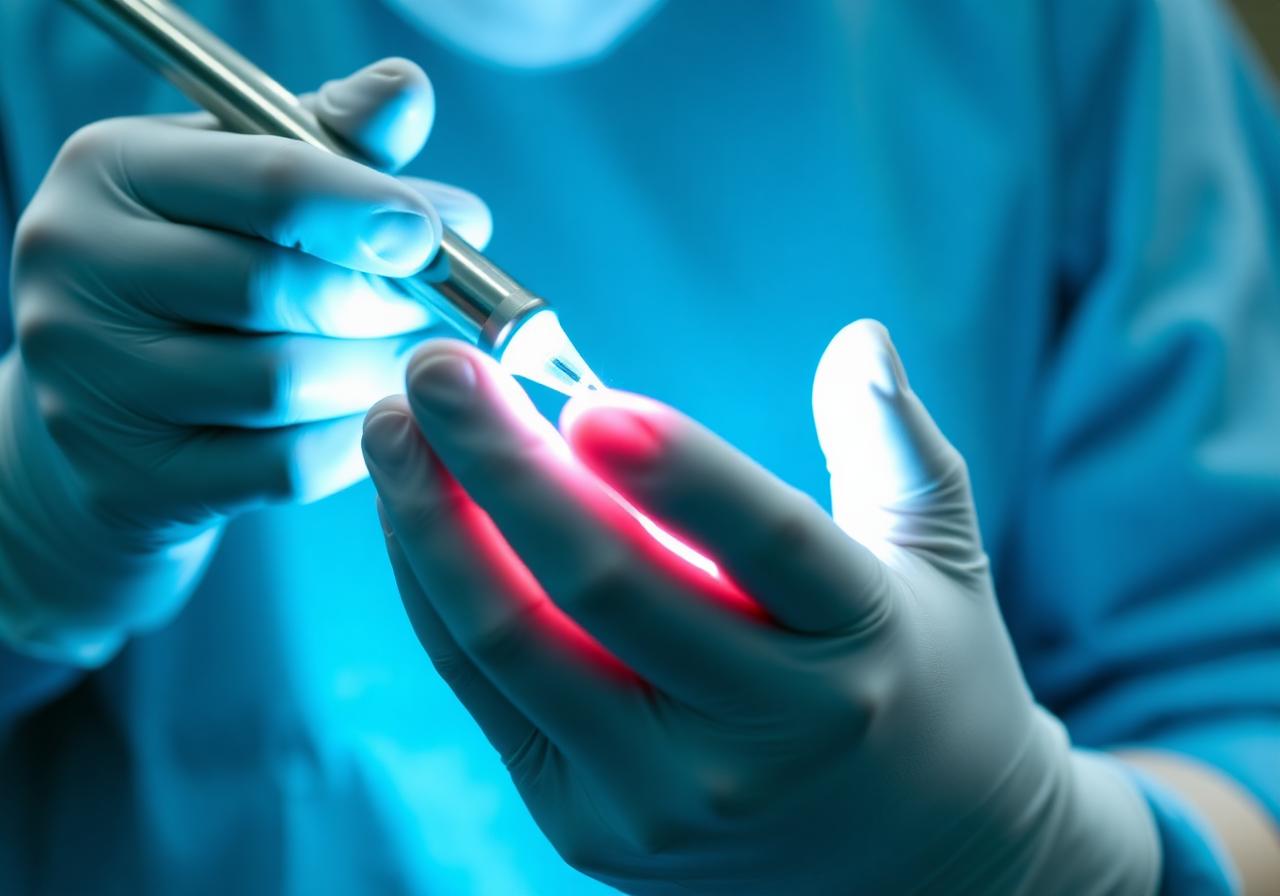 Surgeon performing Laser proctology procedure