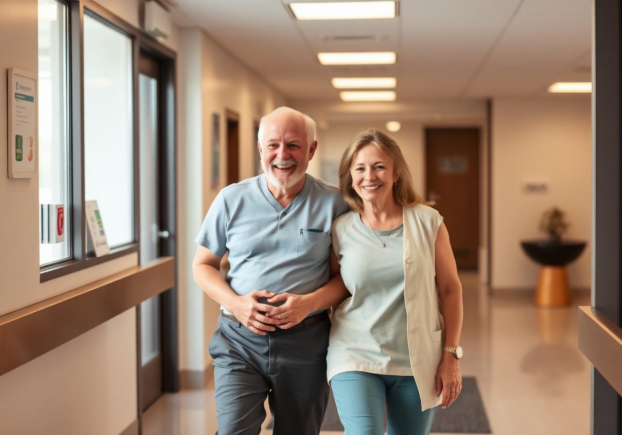 Patient walking out happily after daycare Laser procedure